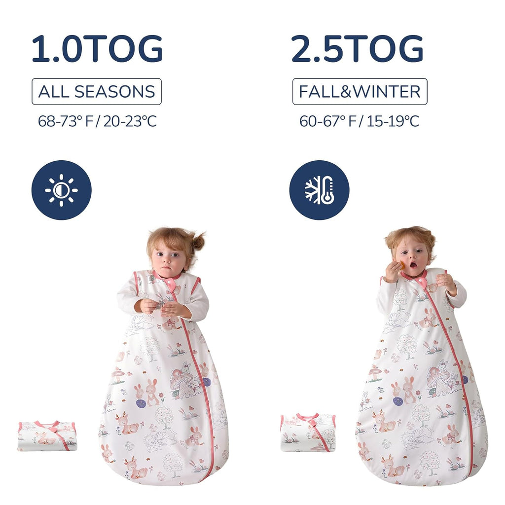 Sleep Sack, 2.5 TOG Toddler Sleep Sack Thermostatic, Super Soft Cotton Quilted Baby Wearable Blanket