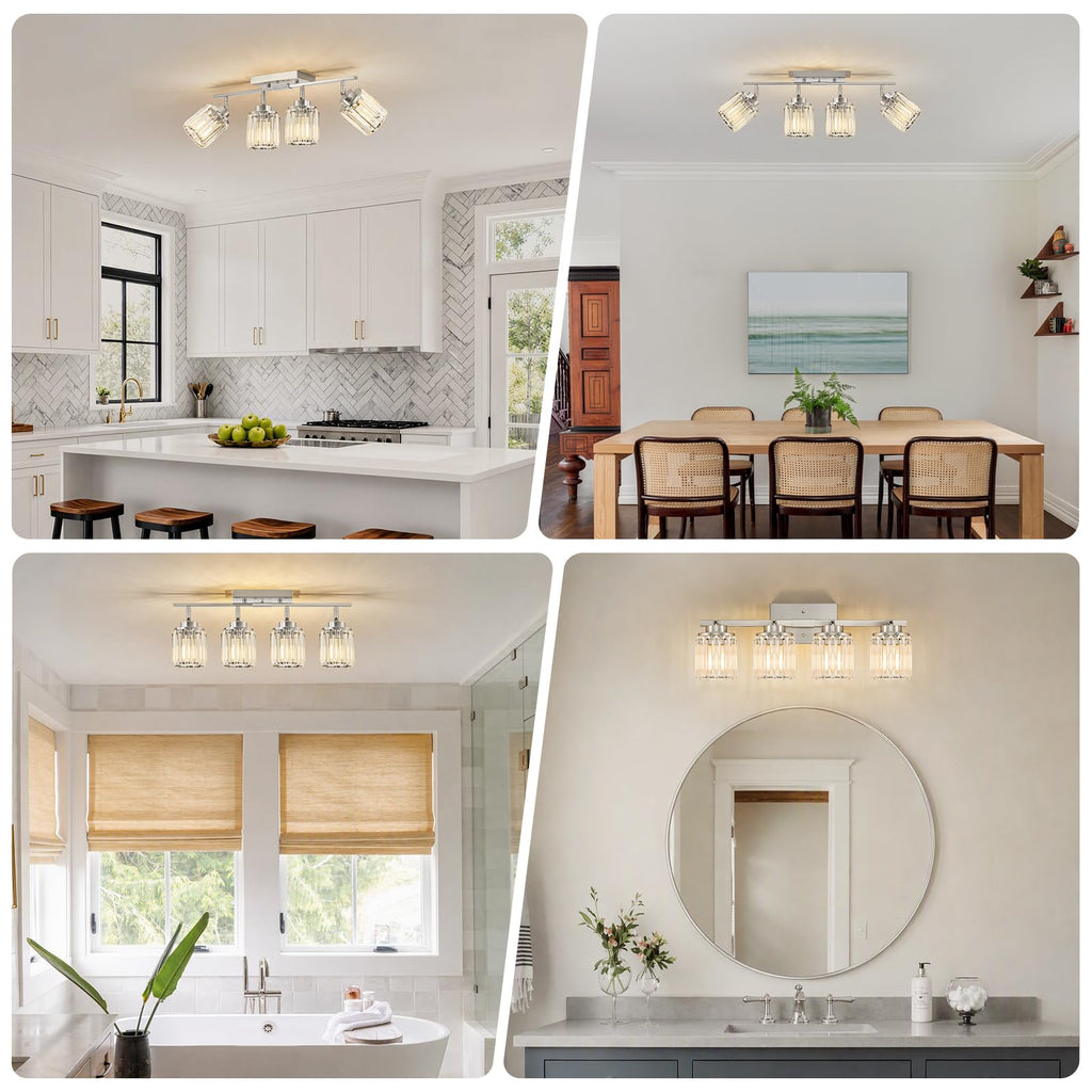 Kitchen Semi Flush Mount Ceiling Light, Brushed Nickel Bathroom Lights