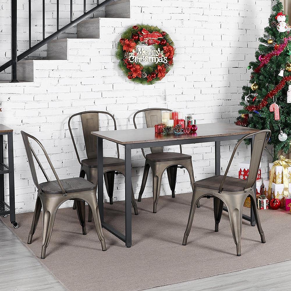 Metal Dining Chairs Set of 4, Stackable Kitchen Chairs, Metal