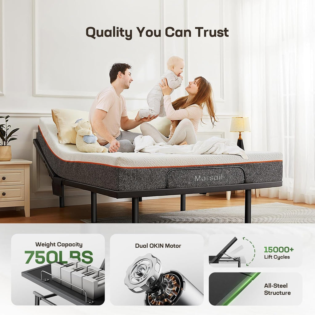 Adjustable Bed Frame Full,Electric Bed with Massage and Remote