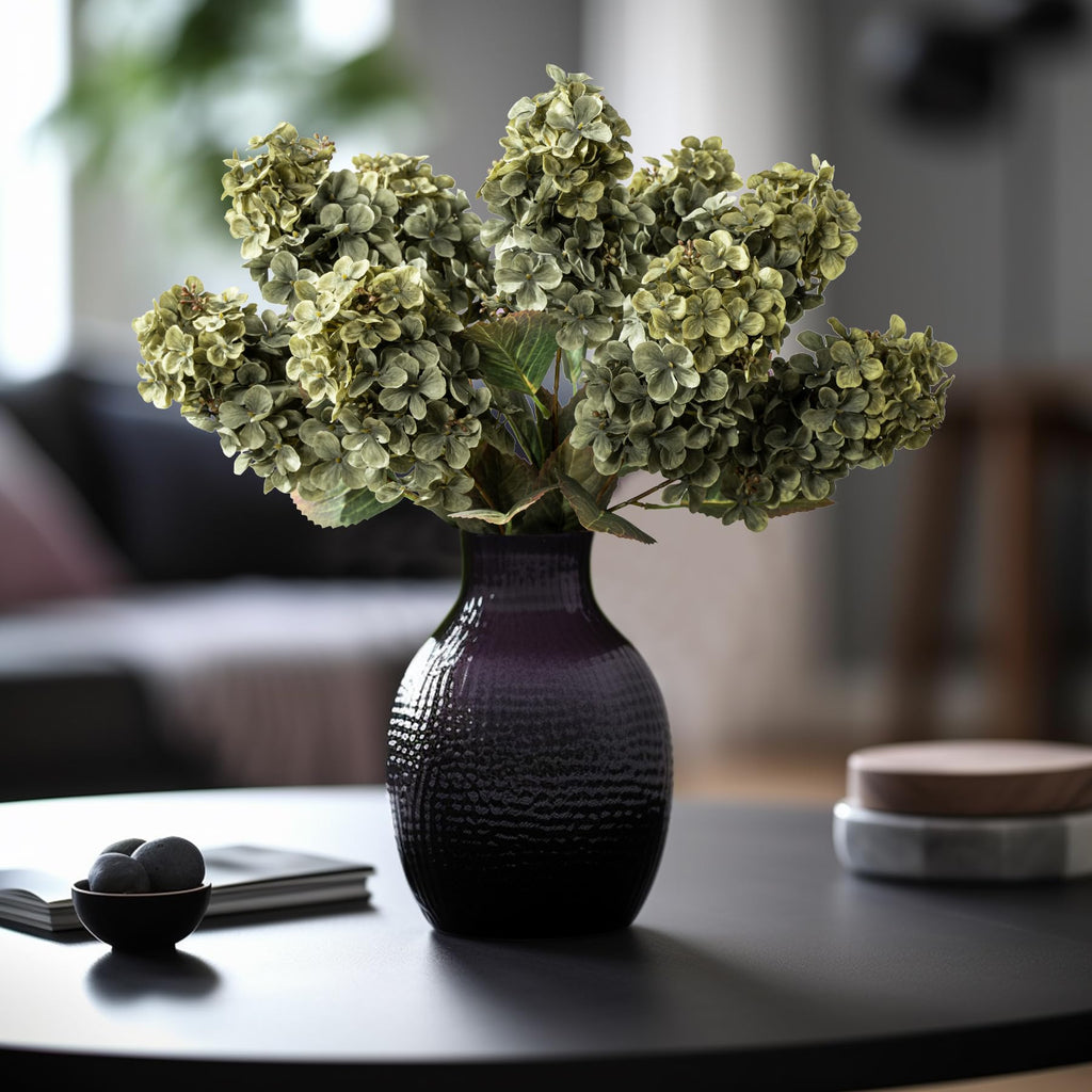 Green Hydrangea Artificial Flowers, Fake Fall Flowers Silk Hydrangea with Stems, Fall Faux DIY Floral for Table