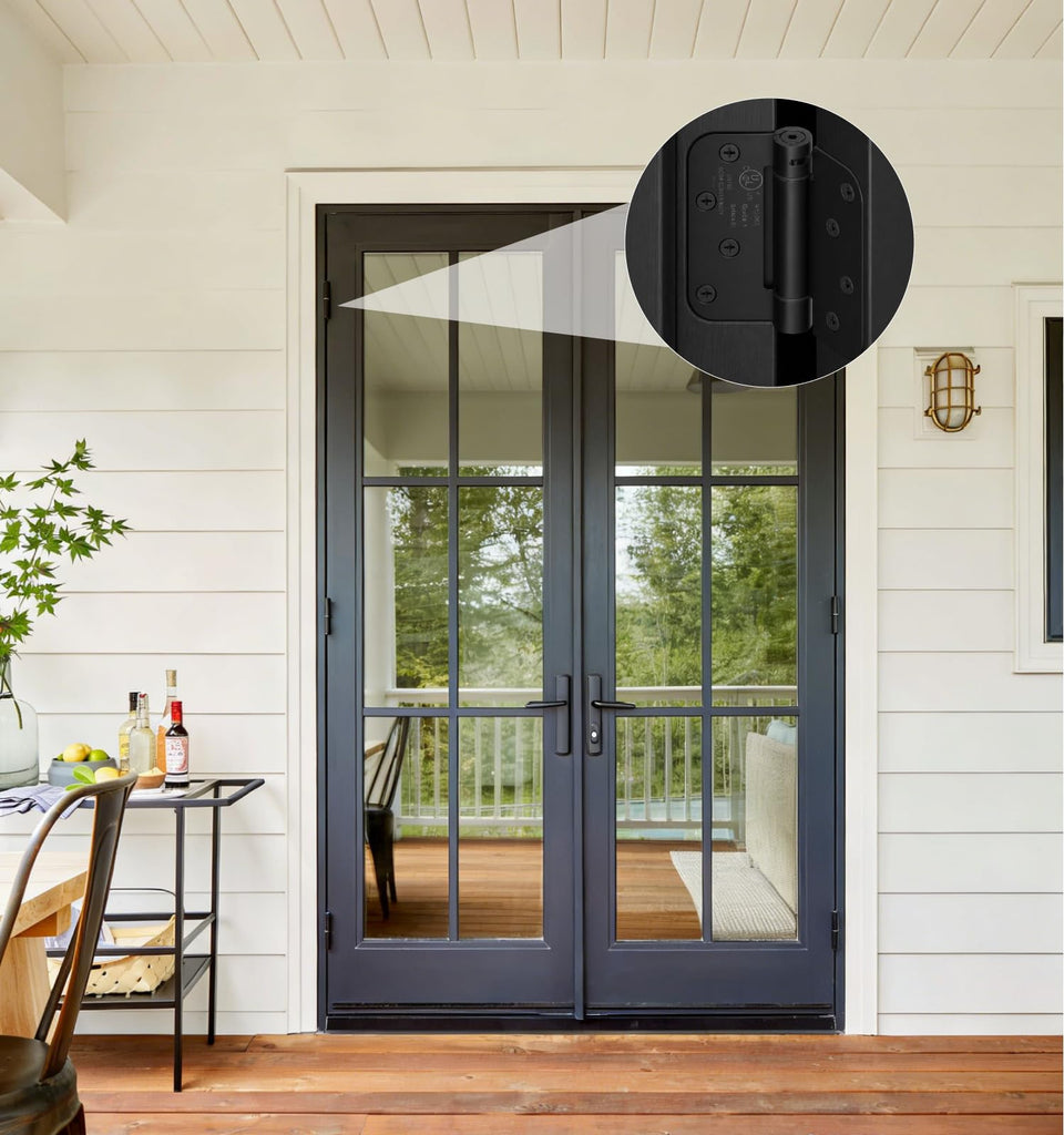 3-Pack 4 Inch Self Closing Door Hinges, 5/8" Radius Corners, Black