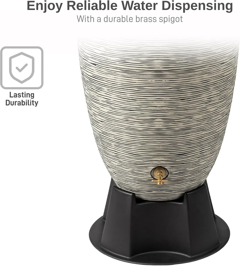 50-Gallon Newport Rain Barrel with Stand and Removable Lid, Slate Color