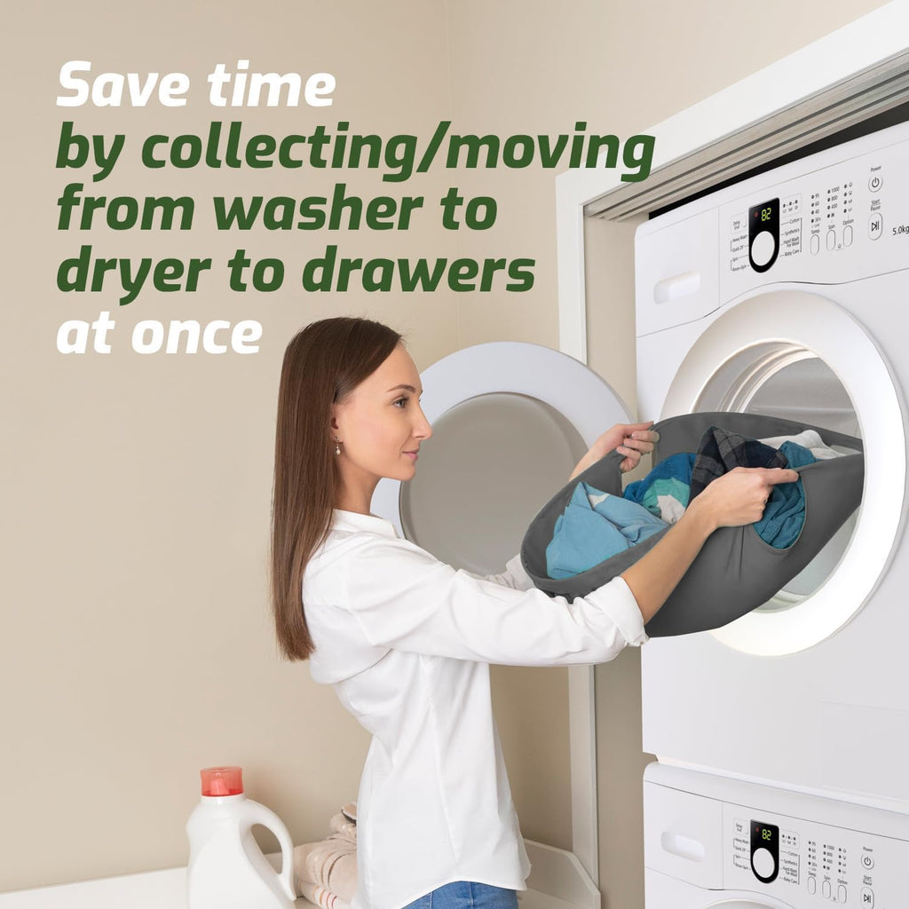 Collapsible Laundry Basket for Washer & Dryer (Grey, Small)
