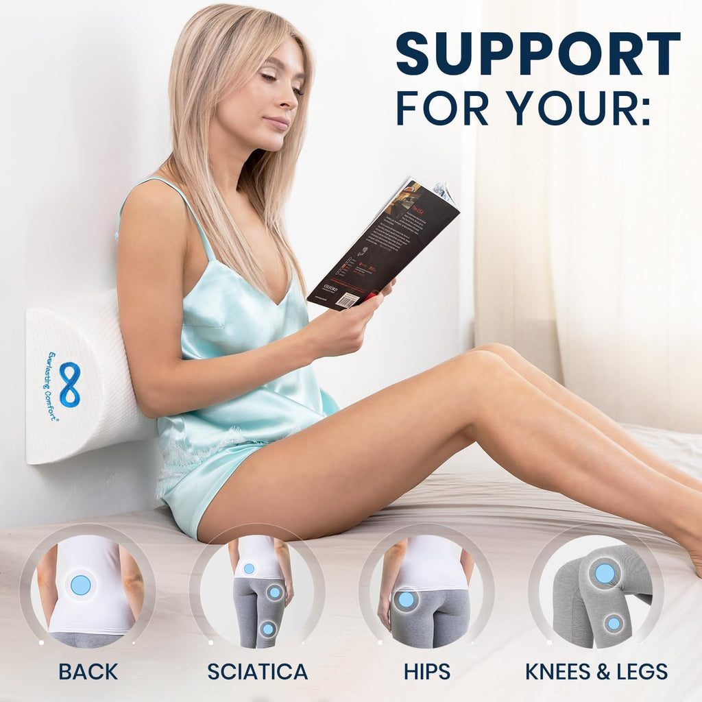 Under Knee Pillow for Back Sleeping - Memory Foam Half Moon Leg Bolster Pillow for Back Pain, Thoracic Support