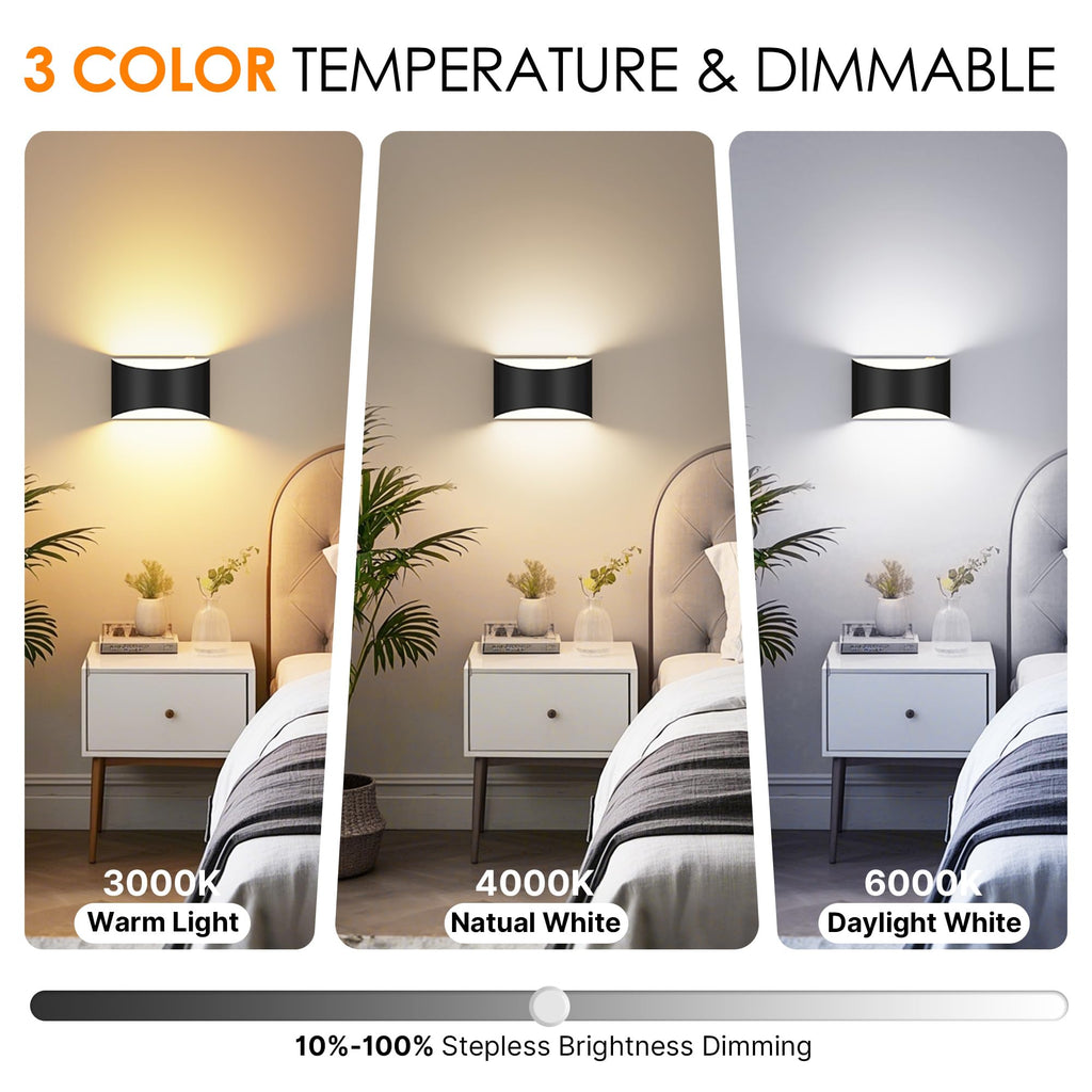 Battery Operated Wall Sconces Set of 2 Rechargeable Wireless Black
