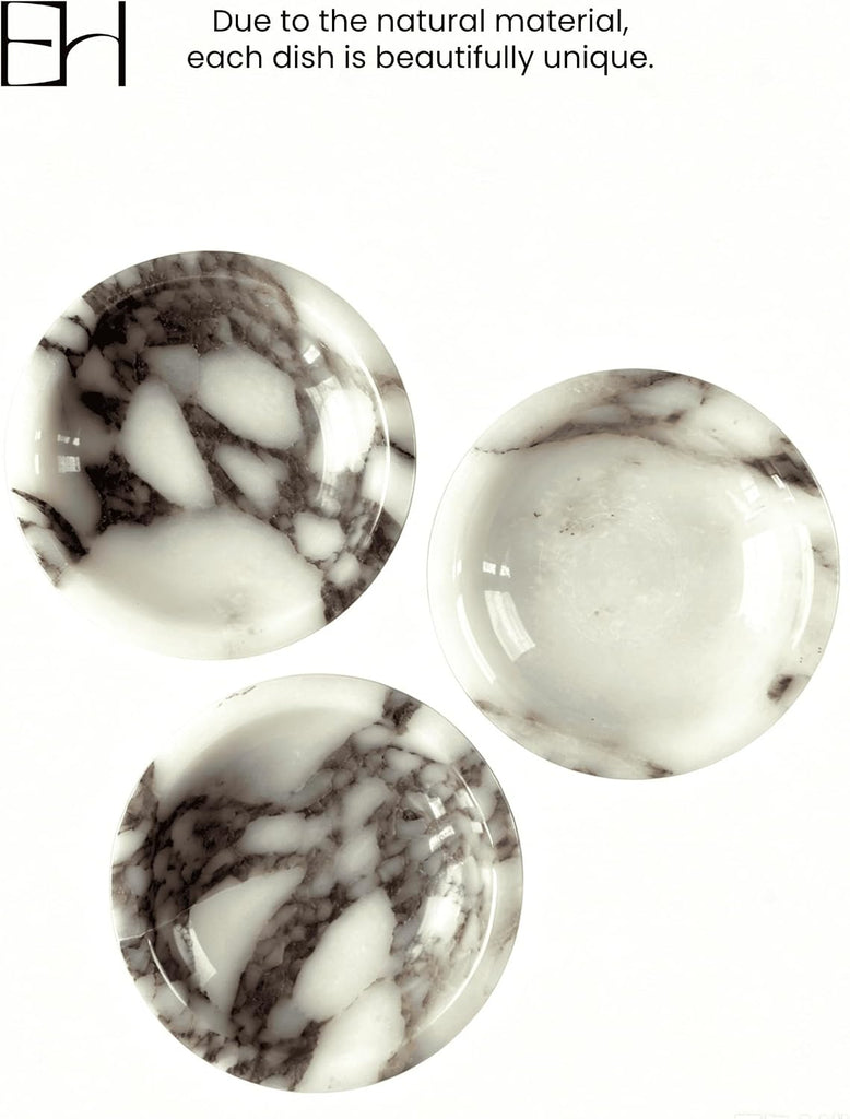 Marble Jewelry Dish 5.5 Inch Round Stone Ring Key Tray