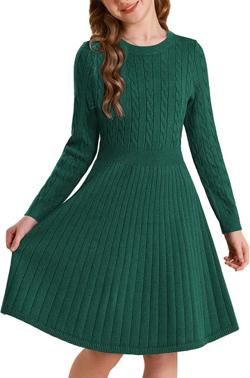 Girls Fall Sweater Dress Long Sleeve Knit Dresses