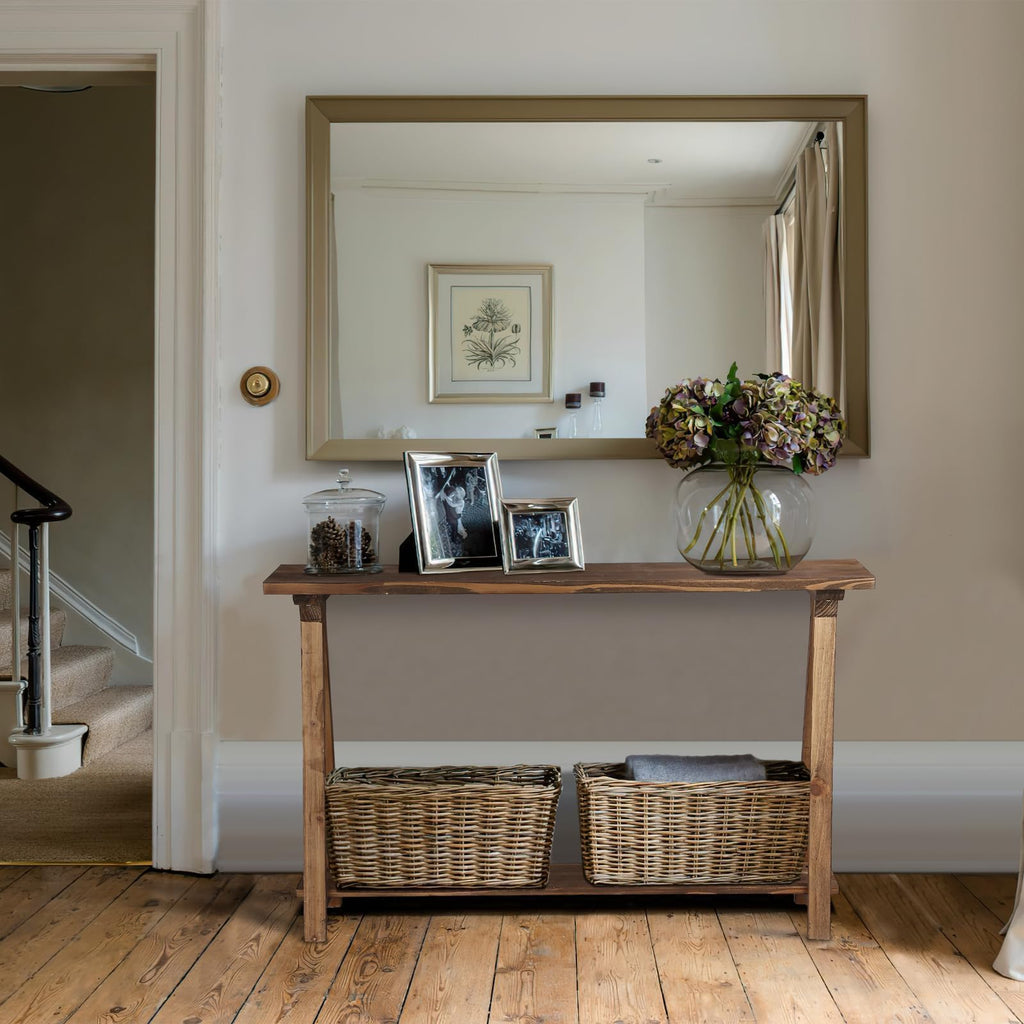 43" Solid Wood Farmhouse Console Table, Natural