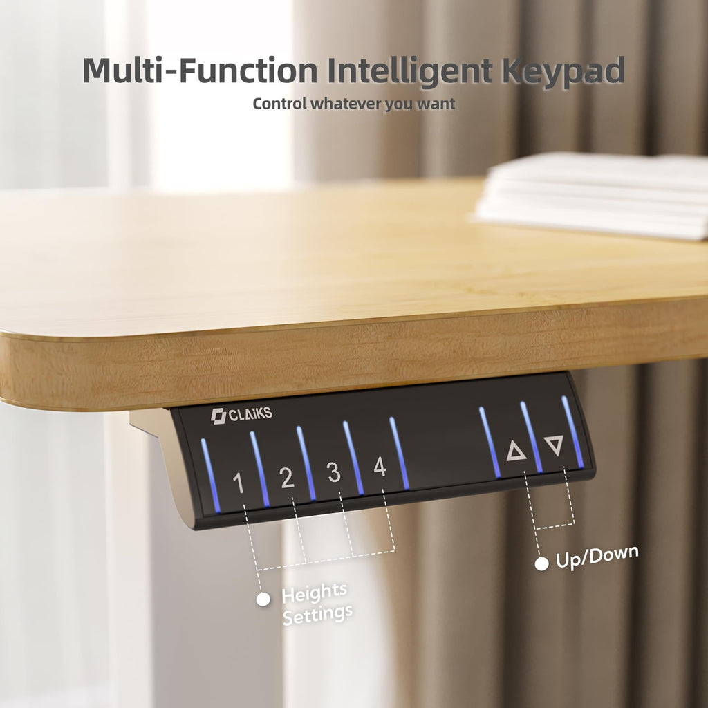 63''*55'' L Shaped Standing Desk Adjustable Height, Bamboo