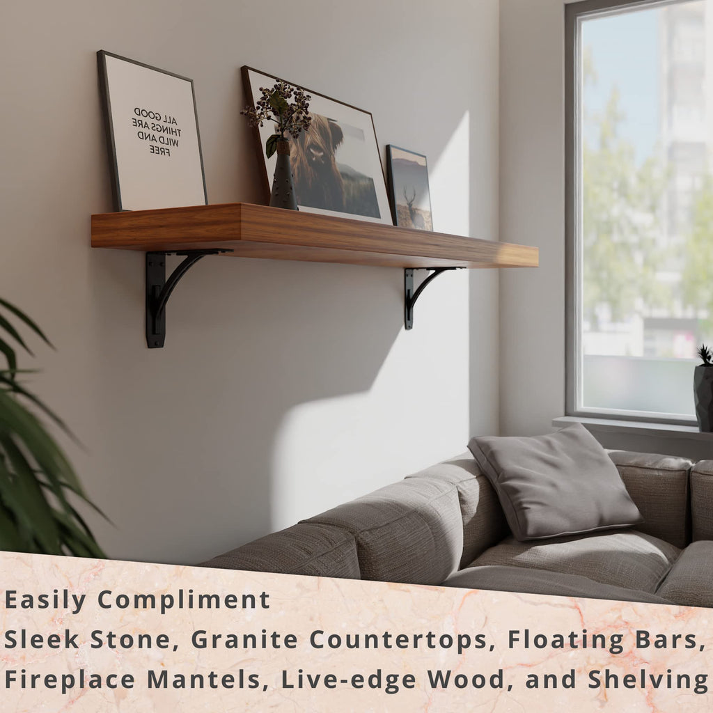 Designer Heavy Duty Metal Shelf Brackets (2 Each) - Fireplace Mantel Corbels, Shelf Brackets and Counter Supports