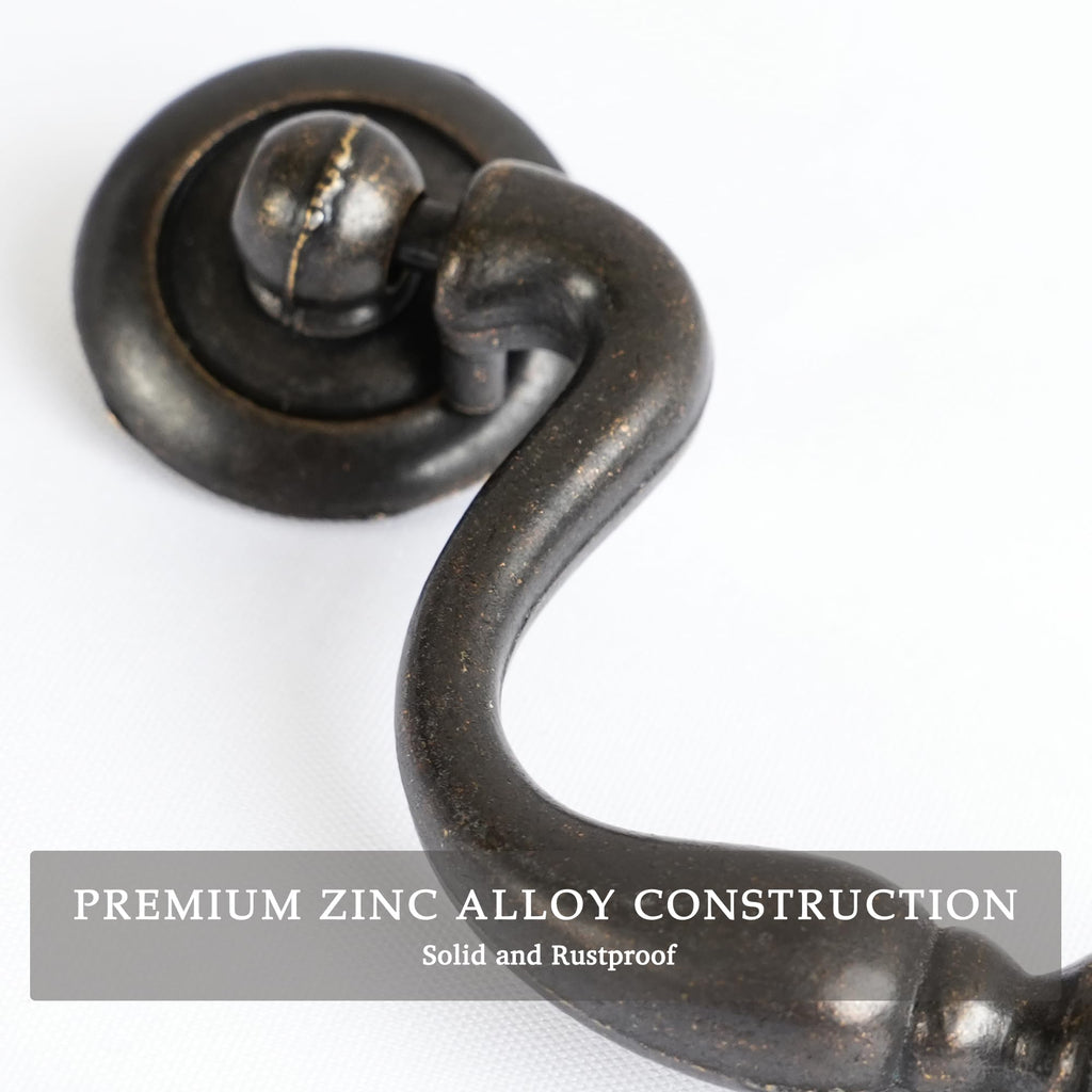 Oil Rubbed Bronze Drop Bail Drawer Pulls 4 Pack, 4" Hole Centers