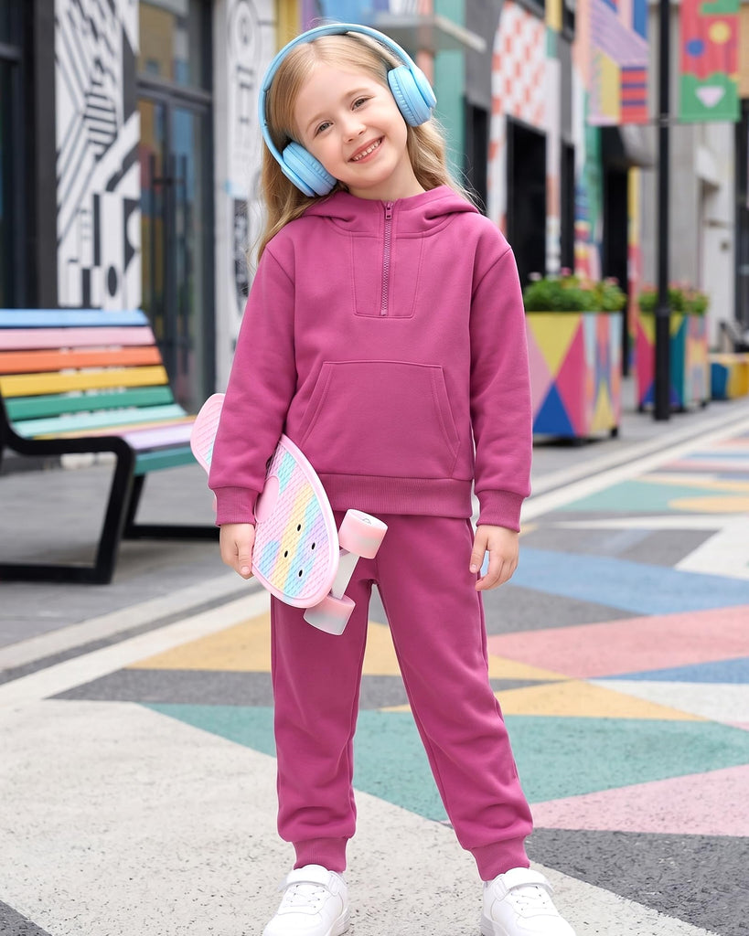 Girls Clothes Magenta Long Sleeve Outfits Hoodie Sweatsuit