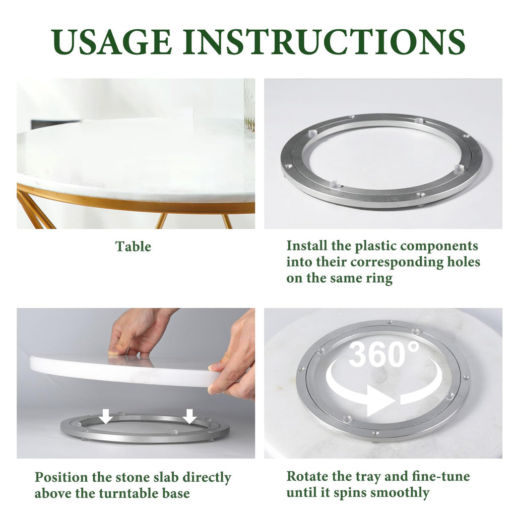 16'' Marble Lazy Susan Counter, White Marble Turntable for Dinning, Lazy Susans Organizer for Cabinet, Serving