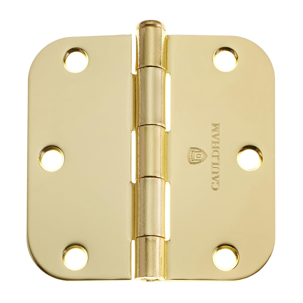 12 Pack) Heavy-Duty 3-1/2" Interior Door Hinges with 5/8" Radius Corners - Brass