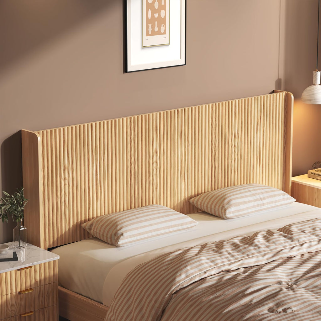 80.3'' Wood Headboard with Charging Stations, Modern Wall Mounted Headboards, Farmhouse Bed headboard Only