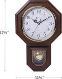 Timekeeper Essex Faux Wood Traditional Schoolhouse Pendulum Wall Clock for Home and Office, Westminster Chime, Clock Size 17.5 Inch x...