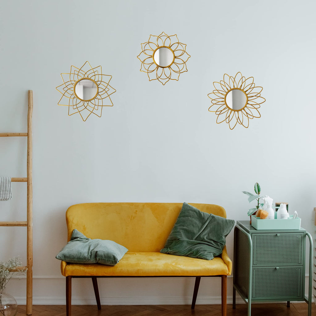 Champagne Gold Round Mirrors for Wall, Decorative Mirrors for Wall Decor