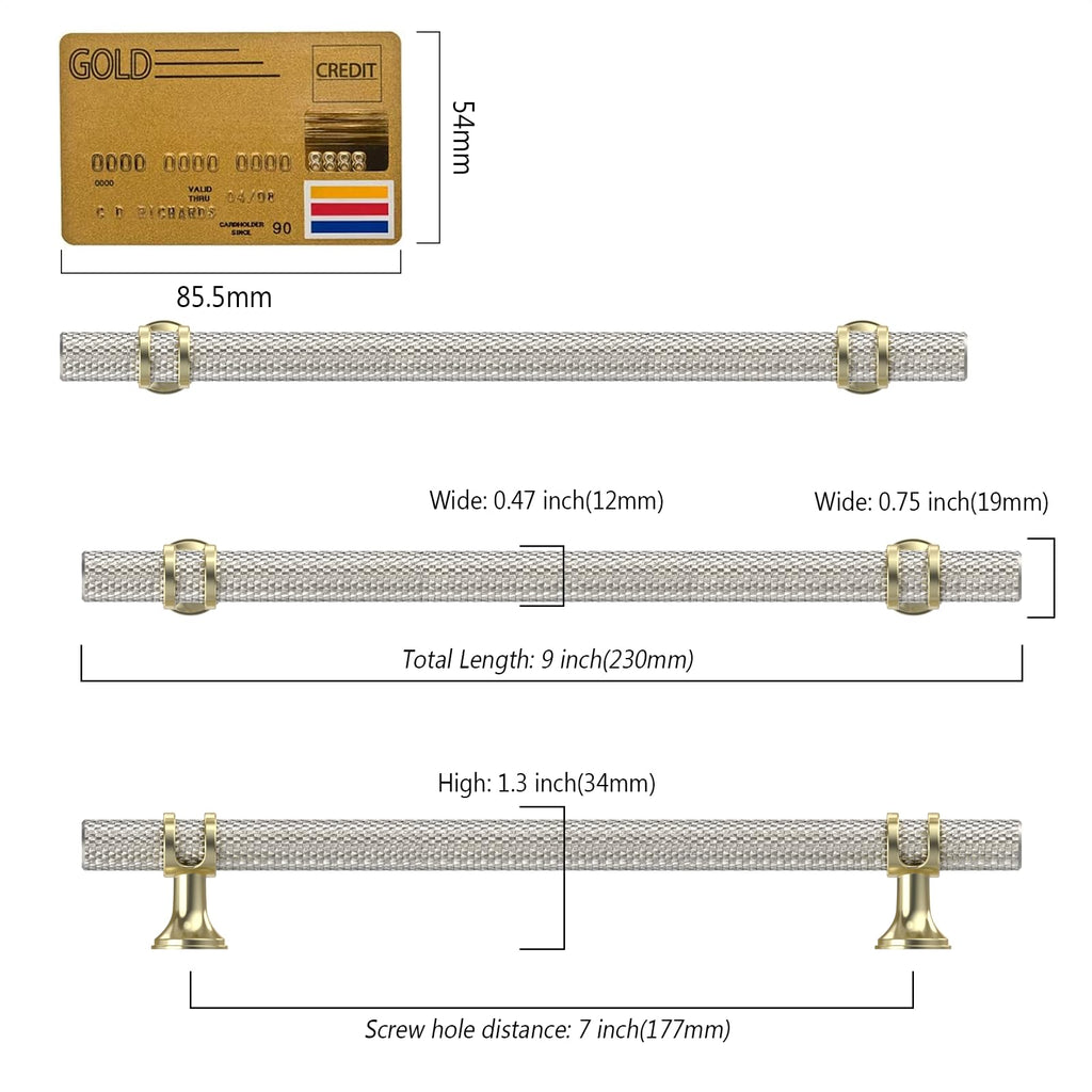 10 Pack Gold and Brushed Nickel Cabinet Pulls 7"(177mm) Hole Centers Hardware for Cabinets,Kitchen Cabinet