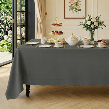 Classic LinenTM by D'Moksha, 100% Linen Charcoal Gray Tablecloth 60 x 156 In