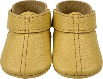 Leather Baby Shoes, Yellow Soft Sole Moccasins, Real Leather Infant Booties, Handmade Toddler, Newborn Shower Gift