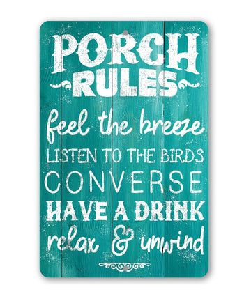 Porch Rules Sign - Great Signs and Front Porch, Backyard and Garden Decor, Great Housewarming Gift for Family