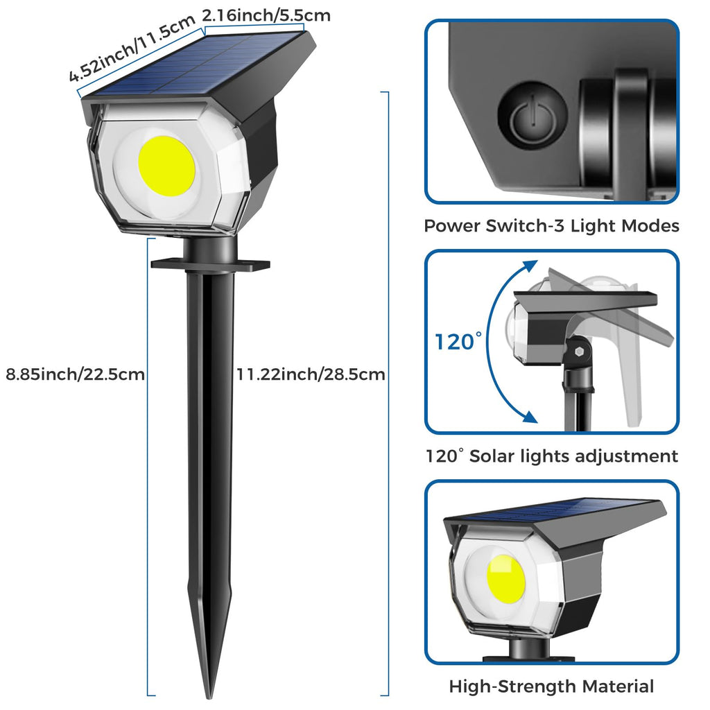 4 Pack Solar Spot Lights Outdoor Waterproof, Landscape Spotlights