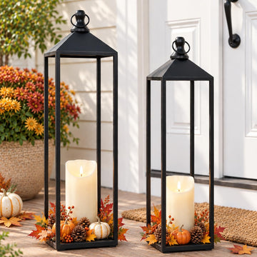 22'' 19'' Large Lanterns Decorative Outdoor Indoor, Set of 2 Candle Lantern