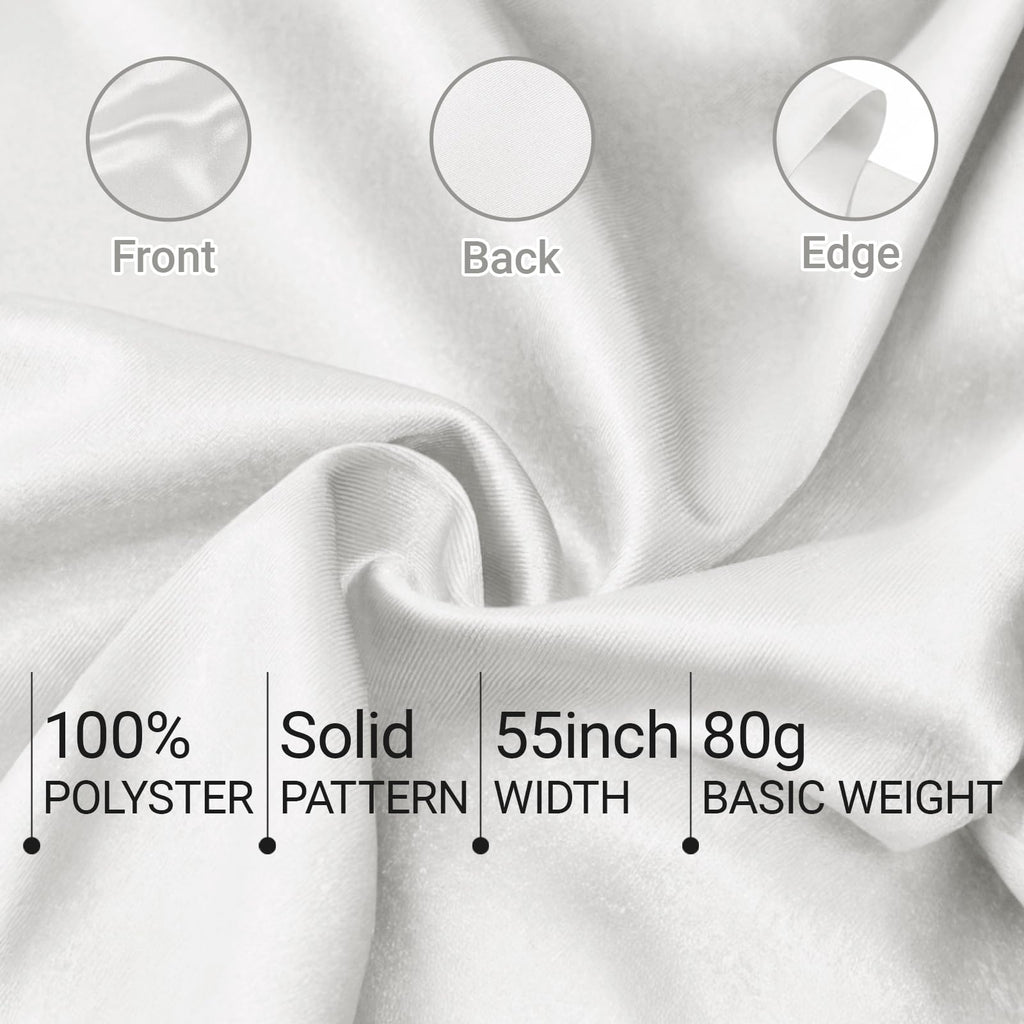 Off White Satin Fabric by The Yard, 3 Yards, 55 Inch Wide
