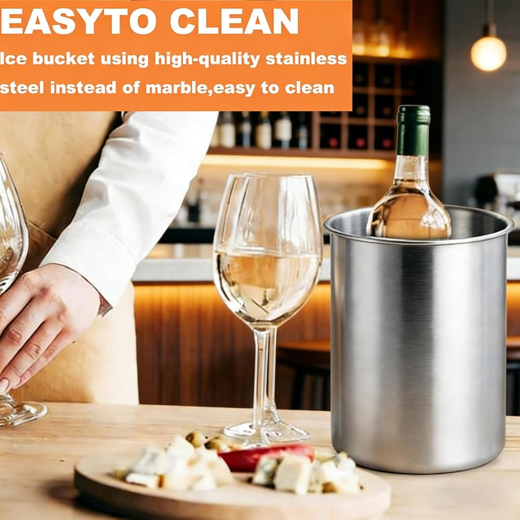 Stainless Steel Wine Chiller, Champagne Bucket, Wine Chiller Bucket - Set of 6
