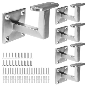304 Stainless Steel Handrail Brackets, Heavy Duty Wall Mount for Stair Railing Indoor Outdoor - Satin Finish Stair