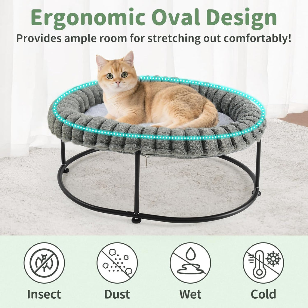 Elevated Cat Bed for Indoor Cats Raised Kitten Hammock Large High Puppy Cot Off Floor Self-Supporting Small Pet Chair