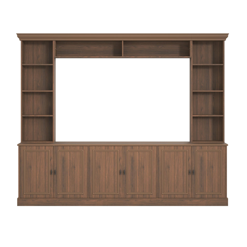 Farmhouse 4-Piece Entertainment Center Wall Unit for TVs up to 70", Large TV Stand with Bookshelves, Adjustable