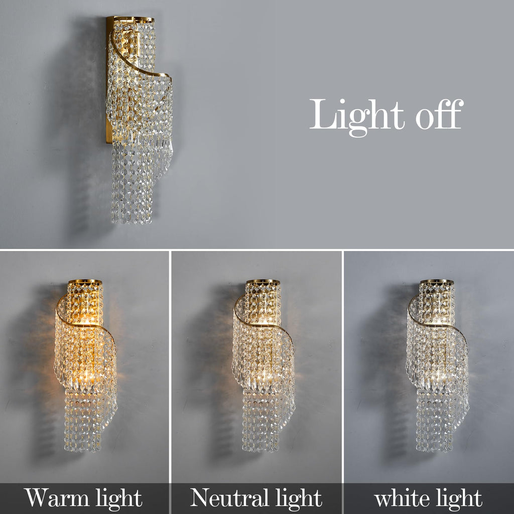 K9 Crystal Wall Sconces Gold - Luxury Indoor Wall Light Fixtures, Crystal Vanity Wall Mount Lamps, Bedside, Hallway