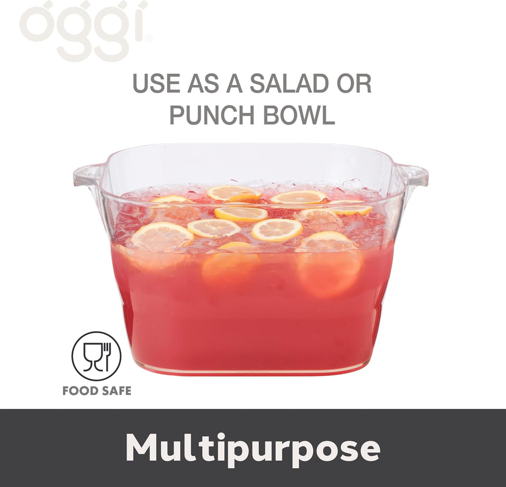 Acrylic Square Party Tub - Clear Beverage Cooler w/Handles, Wine Cooler, Beer Chiller, Ideal Party Tubs for Drinks