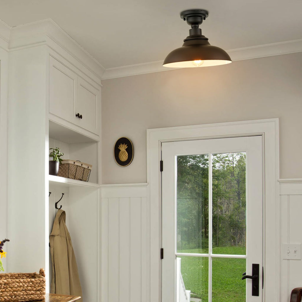 12-Inch Farmhouse Semi Flush Mount Ceiling Light Black