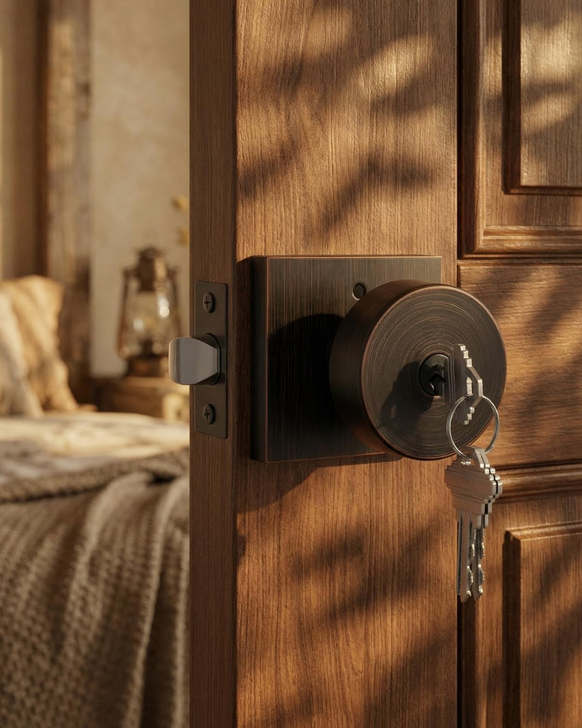 Oil Rubbed Bronze Entry Door Knob with Lock and Key 1 Pack