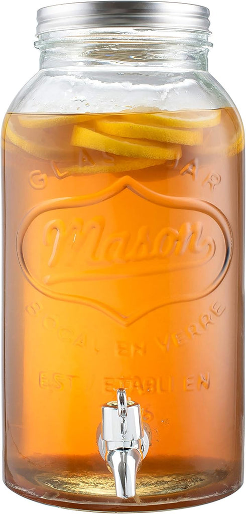 Mason Jar Drink Dispenser with Spigot, 1 Gallon Glass