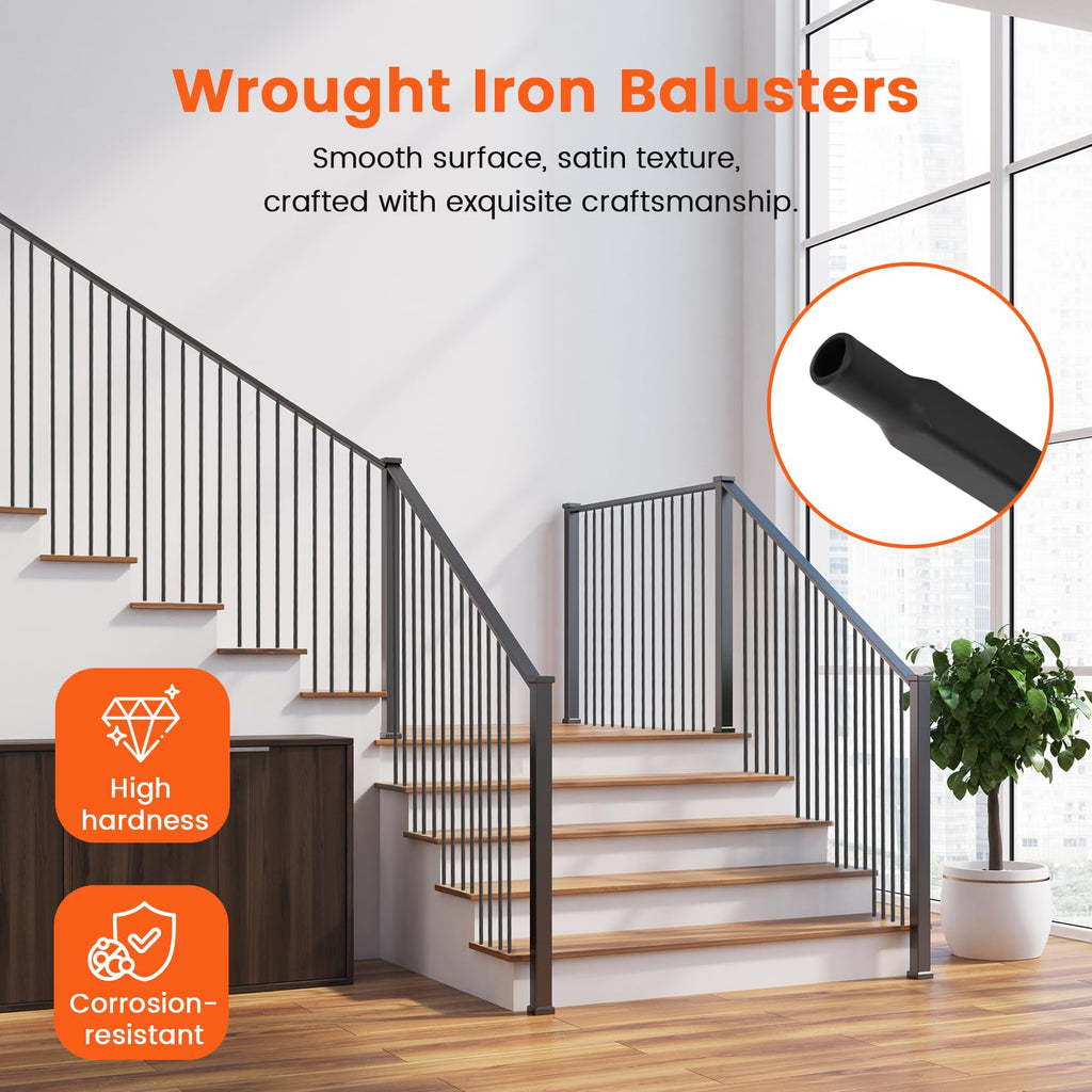 50pcs Wrought Iron Balusters, 1/2"x44" Iron Balusters for Staircase