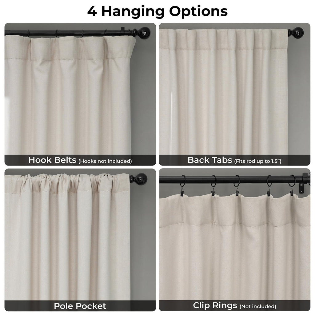Faux Linen Curtains (1 Panel) - 50W X 108L, Birch Taupe
