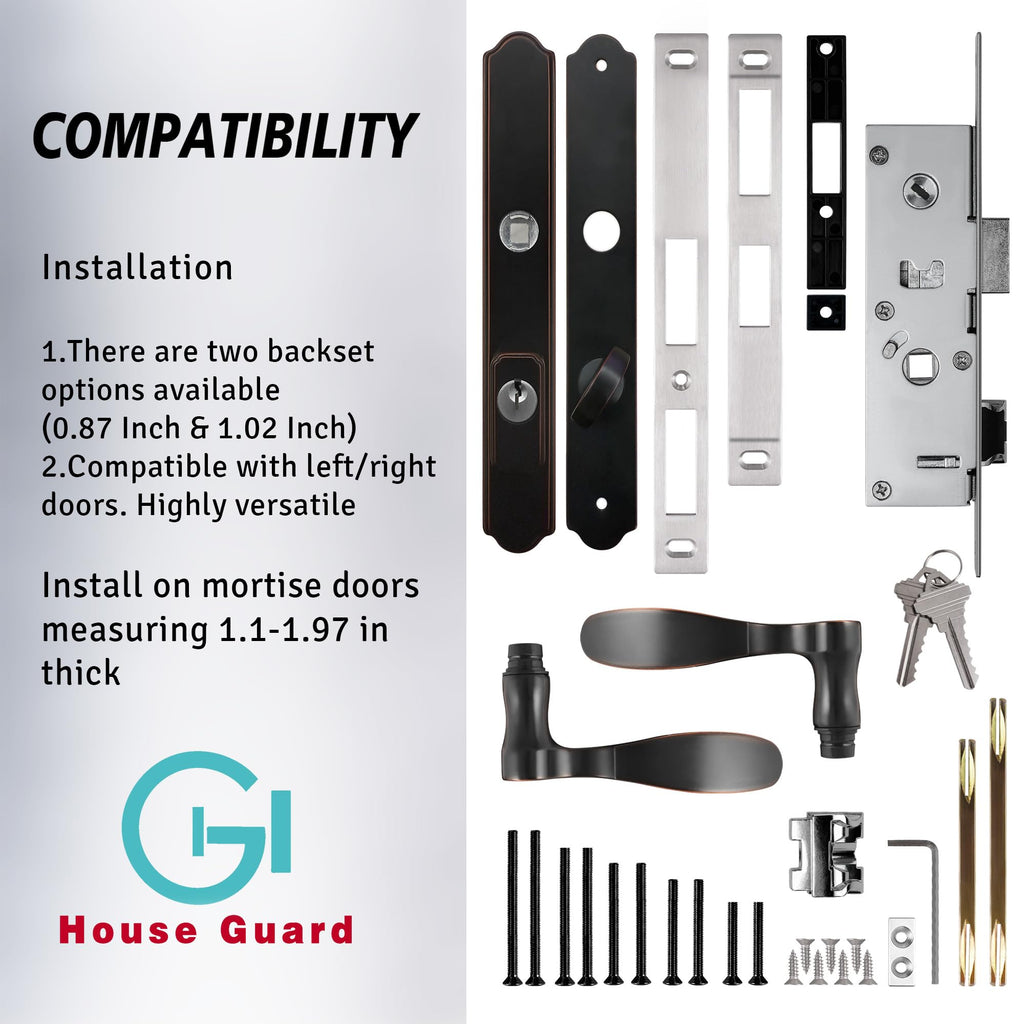 Oil Rubbed Bronze Storm Door Handle Set with Lock and Key