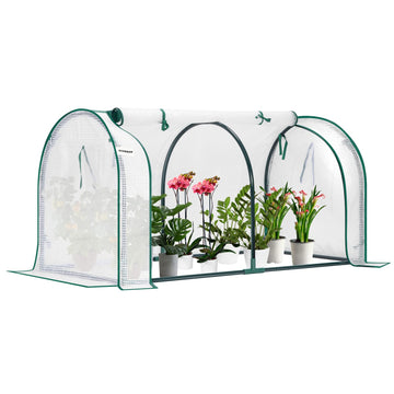 Portable Mini Greenhouse 47x23x23-Inch Tunnels, PE Cover with Roll-up Zipper Door, for Indoor Outdoor or Garden Plant