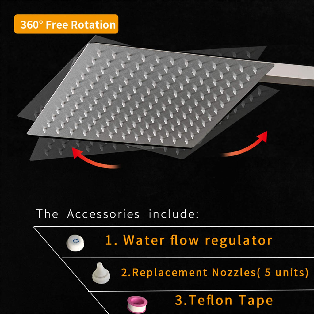 10" Rain Shower Head High Pressure Rainfall Shower Head Brushed Nickel
