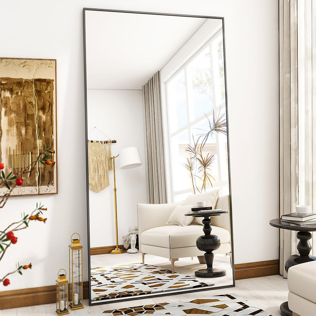 Large Full Length Mirror 78" x 35" - Shatterproof Huge Floor Full Body Mirror with Metal Frame, Freestanding, Wall
