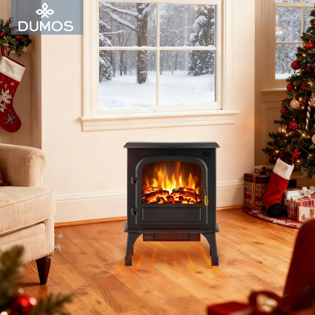 Electric Fireplace Heater, 26" Freestanding Electric Fireplace Stove with 3D Flame Effect & Remote Control, Stylish