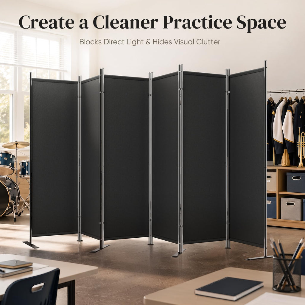 6 Panel Room Divider 6FT Tall Folding Privacy Screen, Black