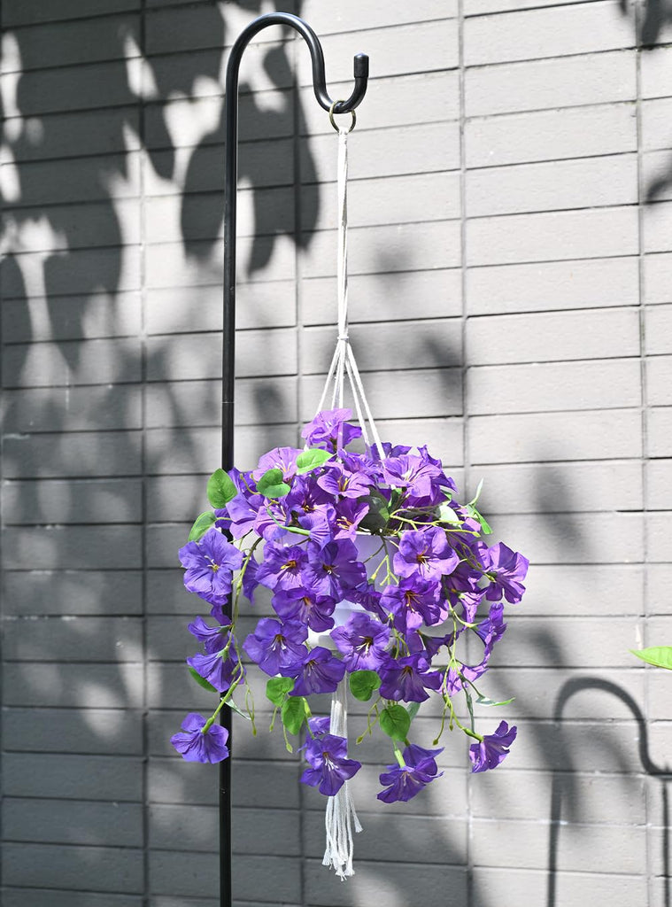 2 Sets Artificial Hanging Fake Flowers with Basket for Outdoors