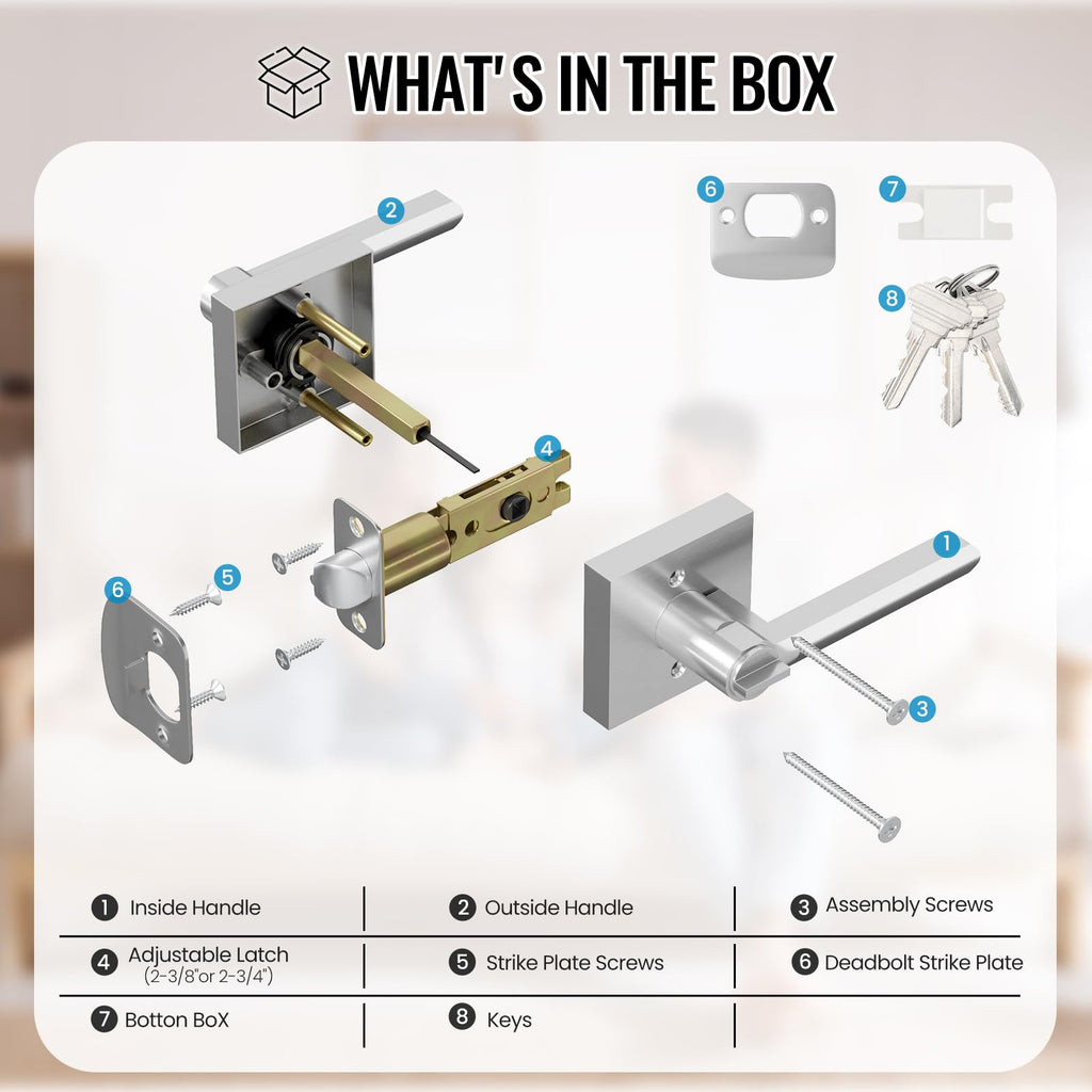 2 Pack Entry Door Handles with Lock and Key,Exterior Lock Set