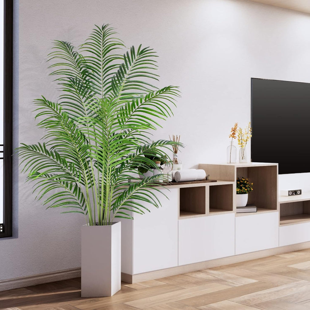 Artificial Palm Tree 6ft Tall Fake Palm Tree Indoor Decor with 18 Leaves and Real Bark Design Faux Tropical Areca