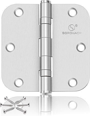 304 Stainless Steel 3.5 Inch Door Hinges Brushed Satin Nickel Interior Hinges 5/8" Radius Corners 3.5'' Ball Bearing